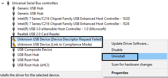 USB-apparaat (Apparaat beschrijving Verzoek mislukt)