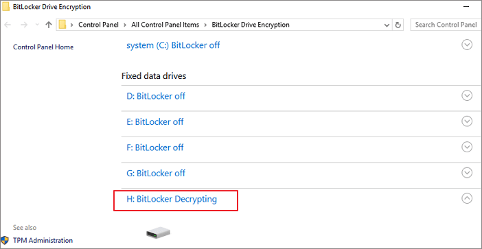 Schakel BitLocker-partitie uit in Windows2
