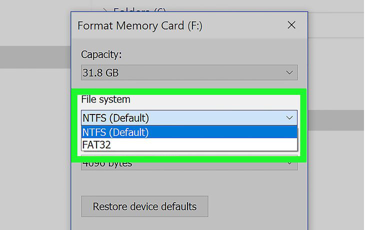 Formatteer geheugenkaart met Windows PC3