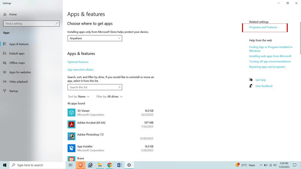 Programma's en onderdelen
