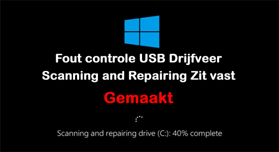 Fout controle USB Drijfveer Scanning and Repairing Zit vast