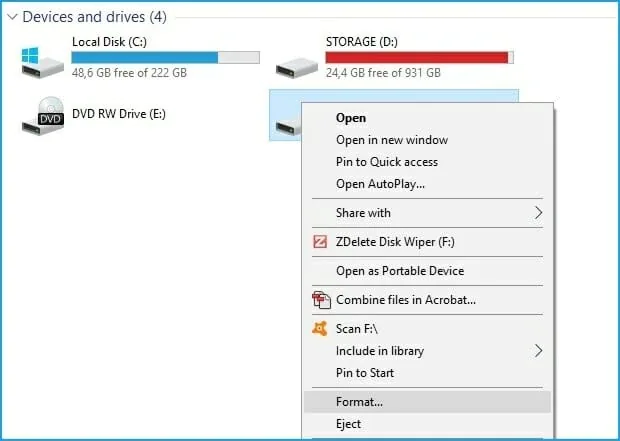 Kan niet opslaan op Flash Drive Windows 10