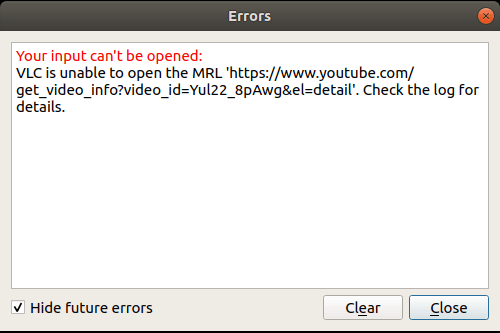 Uw invoer kan niet worden geopend VLC 